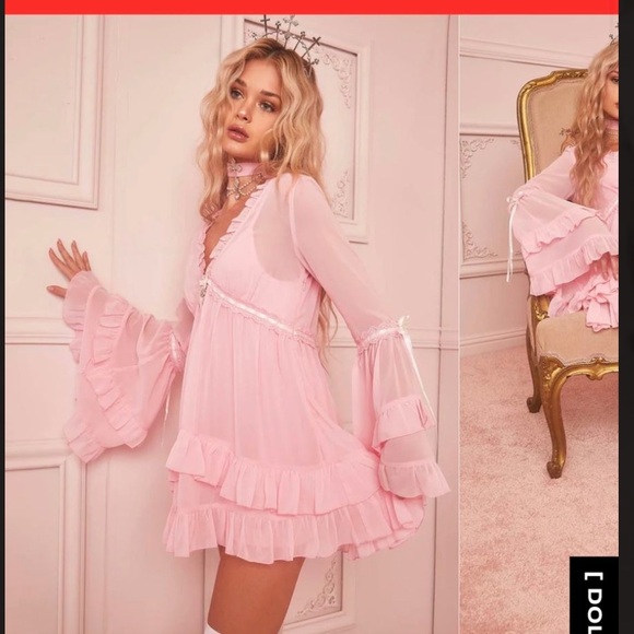 Sugar Thrillz Pink Sheer Ruffle Top - Picture 8 of 8